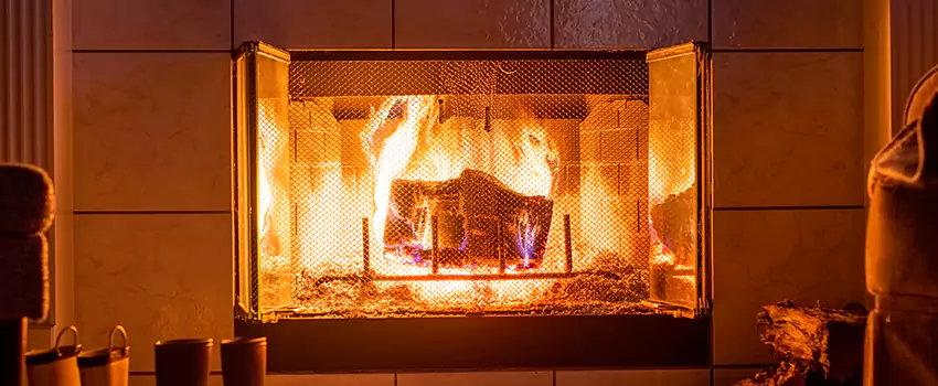 Mendota Hearth Landscape Fireplace Installation in Seaford, New York